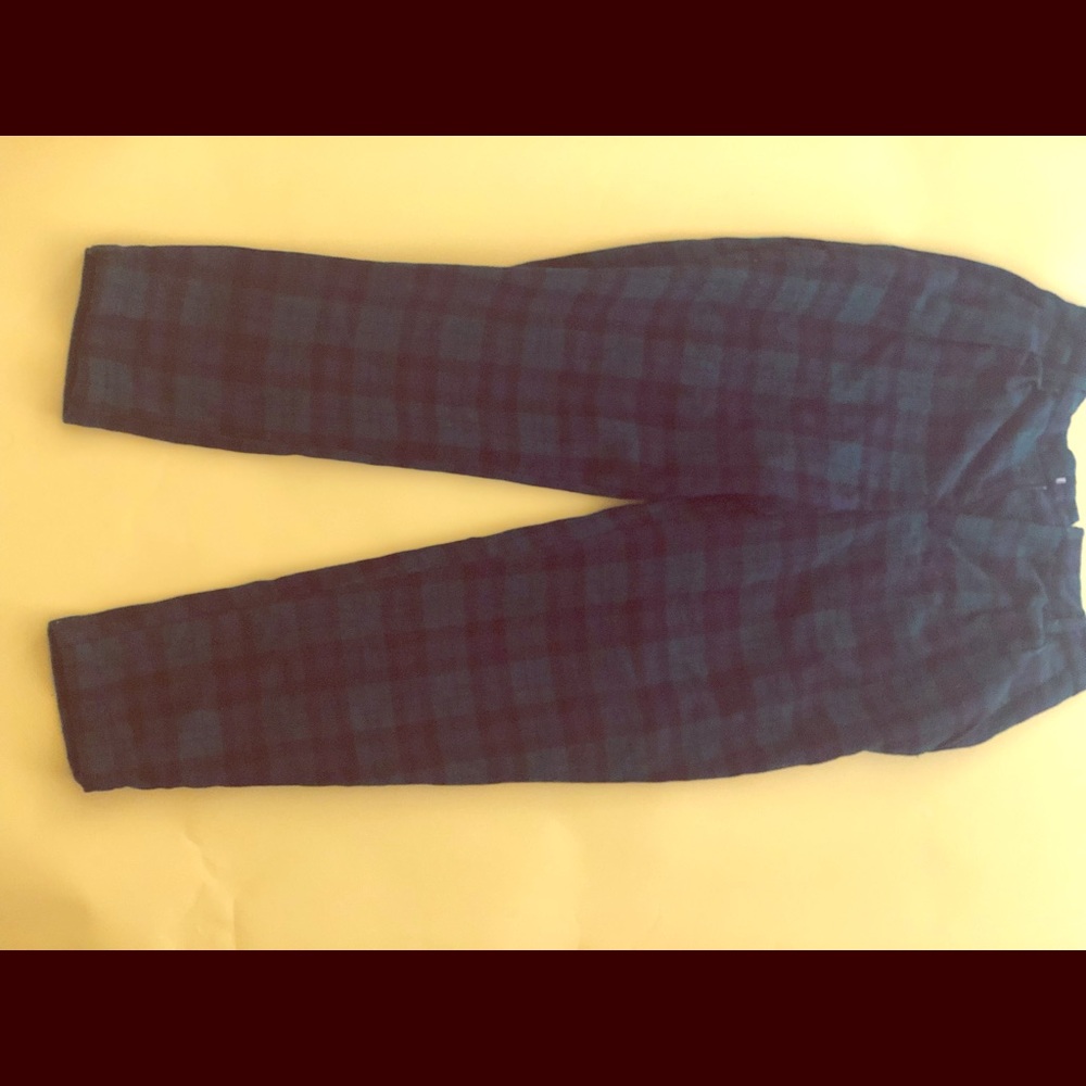 Green and blue plaid pants